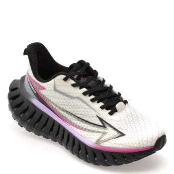 Pantofi sport NHOT alb-negru, A386, din material textil