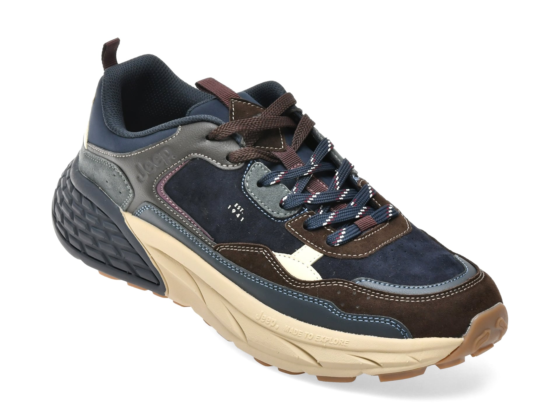 Pantofi sport JEEP bleumarin, 62080, din material textil si piele naturala